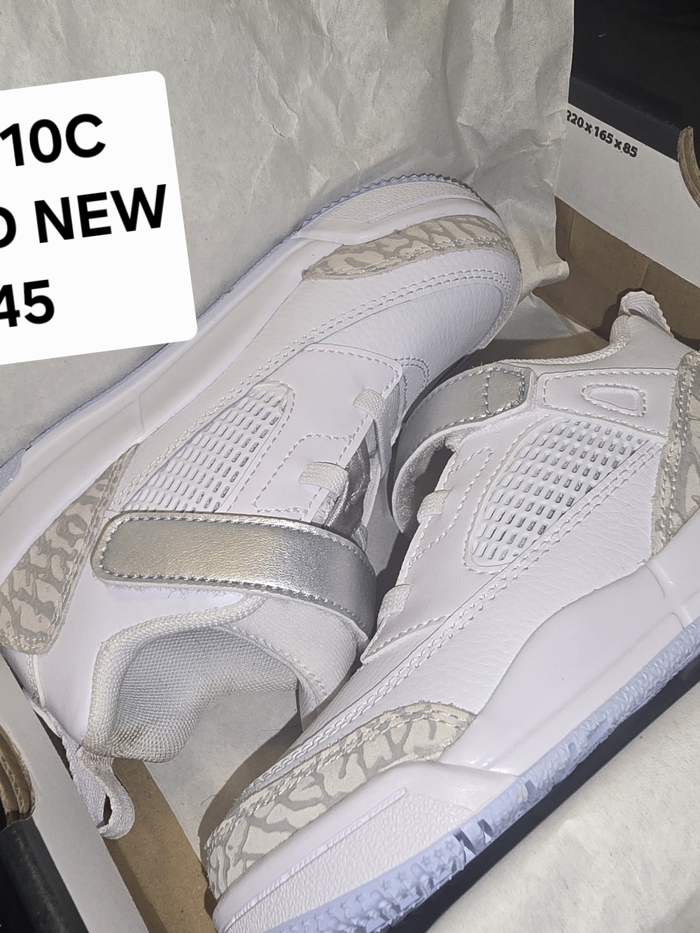 Jordan Kids White & Silver Strap Sneakers